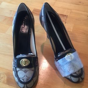 New Coach Danna 7m chocolate leather coco cloth